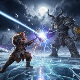 Luptă între un erou viking și un șef mitologic în Frozen Saga